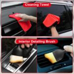 Viewsun Windshield Cleaner Tool, 17Pcs Red Car Interior Cleaning Kit, Car Detailing Kit Interior Cleaner, Car Detailing Brushes, Car Cleaning Gel, Inside Cleaning Supplies Accessories for Women Girls - Image 6