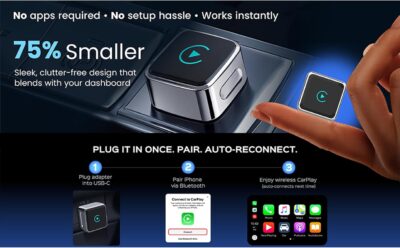 Ultra Compact Multi-User AUTO-Connect Wireless CarPlay Adapter 2026 for iPhone – Fast & Stable 5GHz Dual Band WiFi, Converts Wired to Wireless, USB-A/USB-C, for Cars 2016+, iOS 10+ - Image 3