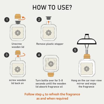 Llum Amber Vanilla Hanging Car Air Freshener – Luxury Automotive Perfume Diffuser 10ml (0.34 fl oz), Long-Lasting Fragrance, Alcohol-Free Non-Toxic Car Scent, Glass Bottle With Wood Cap - Image 6