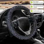Leopard Print Steering Wheel Cover | Non Slip, Breathable Neoprene | Universal 15 Inch Fit (14.5"-15.5") | Comfort Grip | Fade Resistant | Easy Install-Comfort Grip for Cars, Trucks, SUVs - Image 2