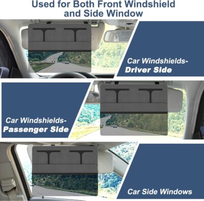 NAZZO Polarized Sun Visor Extender for Car, Car Visor Extender Attachment Sun Blocker, Anti-Glare Removable PC Lens to Expand Sunshade for Safe Driving, Grey - Image 5