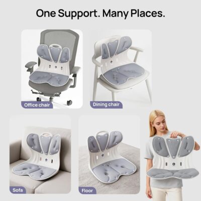 CabSupport Lumbar Support for Office Chair M5 Plus – Ergonomic Support Seat for Posture Correction and Lower Back Pain Relief – Extra Wide & Sturdy, Washable Pads for Office, Home, Car & Floor Sitting - Image 8