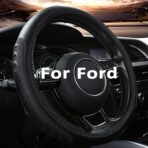 Leather Steering Wheel Cover for Ford F150 F250 F350, 15.5-16 inches Car Steering Wheel Cover with Anti-Slip Massage Particle (Black)