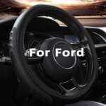 Leather Steering Wheel Cover for Ford F150 F250 F350, 15.5-16 inches Car Steering Wheel Cover with Anti-Slip Massage Particle (Black)