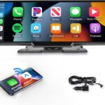 Podofo 10.26" Touchscreen Wireless Carplay Portable Car Stereo Android Auto, Car Play Navigation, Voice Control, Bluetooth/AUX/FM, Car Radio Receiver