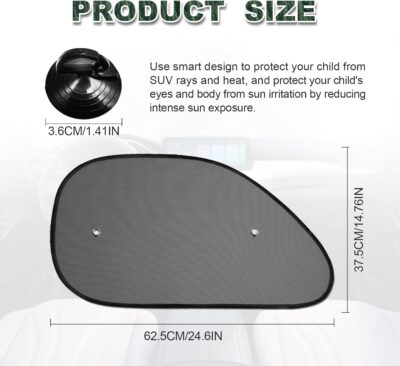 2 Pack Car Window Shade, Universal Side Window Cling Sunshade for Baby, Kids, and Pets from UV Rays and Sun Glare - Image 2