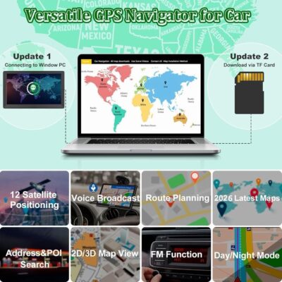 GPS Navigator for Car Truck RV, 9 Inch Touch Screen Latest 2026 Map, Real Voice Spoken Turn-by-Turn Direction Reminding Navigation System, Vehicle GPS with Speed and Red Light Warning, FM - Image 2