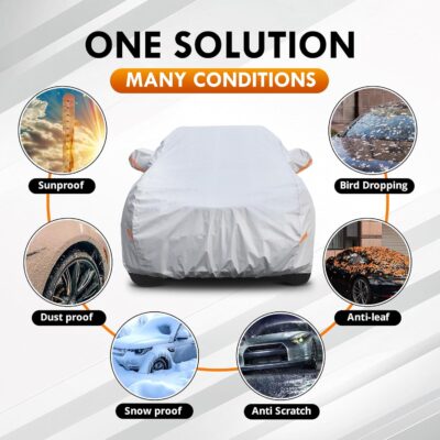 Large SUV Car Cover All Weather Waterproof, Heavy Duty 6 Layer Universal Fit for Cadillac XT6, Chevrolet Blazer/EV, GMC Acadia, Mazda CX-9, Jeep Grand Cherokee, Up to 201 Inches - Image 8