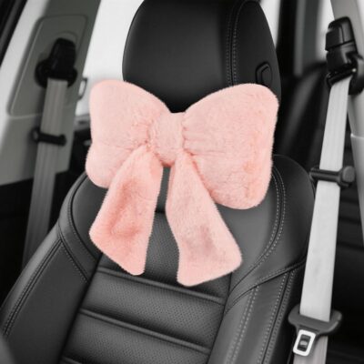 Furry Bow Car Headrest Pillow,Soft & Comfortable Car Neck Pillow for Cars Decorations & Fatigue Relief,Universal Head Rest Pillows for Cars Interior Accessories for Trucks,SUVs (Pink) - Image 7