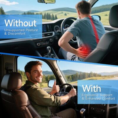 X-Large Car Seat Cushions for Driving ,Comfort Memory Foam Car Cushions for Driving for Back, Hip & Tailbone Pain Relief – Non-Slip Booster Pad for Short Drivers, Auto, Office Chair, Wheelchair - Image 3