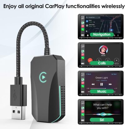 Wireless CarPlay Adapter, 2025 Upgraded Dual-Band (2.4GHz/5GHz) WiFi, Converts Wired to Wireless CarPlay, More Stable & Auto-Connect, Plug & Play for OEM Wired CarPlay Cars & iPhone iOS 10+ (Black). - Image 7