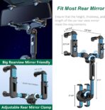 PKYAA Rearview Mirror Phone Holder for Car, 360° Rotating Rear View Mount with Adjustable Arm Length, Upgraded Four Corners Fixed Anti-Shake Multifunctional Design for All Smartphones - Image 3