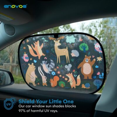 Enovoe Car Window Shades (4 Pack) - Sun Shade Blocker for Baby & Children, Cling Windows Cover, Glare Shield and UV Rays Protection, Side Window Screens for SUV, Mesh Car Windows Shade (21"x14") - Image 2