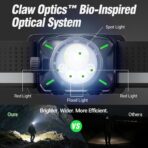 NEXTORCH eStar 1300 Lumens Headlamp Rechargeable, Running LED Headlight Extra Lightweight with Red Light, Waterproof Headband for Outdoor Camping Hiking Working, 2 * 1200 mAh, USB-C Charging, Black - Image 3