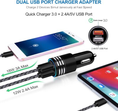 USB C Fast Car Charger for Samsung Galaxy S26 S25 S24 S23 S22 Z Flip 7 6 5 4/Z Fold 7 6 5 A17 A56 A36 A26 A16 A25 A35 A15 A54 A14 A53,Quick Charge 3.0 Rapid Car Adapter+6ft Type C Fast Charging Cable - Image 2
