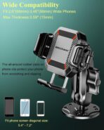 BRCOVAN Anti-Theft Phone Mount Holder with Vibration Dampener [Camera Friendly] [1s Lock & Release] with Aluminum Round Base & Medium Arm, for Car Boat Truck Motorcycle UTV, Fit 5.4-7.2'' Smartphones - Image 7