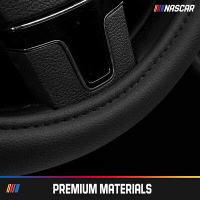 NASCAR Steering Wheel Cover, Two-Tone Red Leather Patchwork, Universal Fit 14.5"-15.5" Steering Covers for Cars, Anti-Slip, Soft Grip, Odor-Free, Trucks & SUVs, Racing Style Interior Upgrade - Image 4