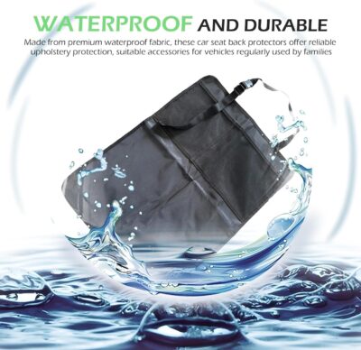 MoNing 2 PCS Kick Mat Back Seat Protector, Waterproof Car Backseat Protective Kick Mat with 2 Mesh Pockets, Large Vehicle Seat Back Kick Mat Organizer for Kids - Image 5