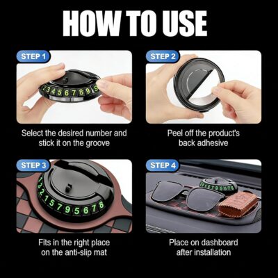 3-in-1 Car Dashboard Anti-Slip Mat, 360° Rotatable Phone Holder with Temporary Parking Number, Universal Fit Non-Slip Pad for Car/SUV, Washable Reusable (Brown, 1PC) - Image 4