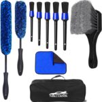 NIKCOSMK 10Pcs Wheel Brush Kit for Cleaning Wheel and Tire, Wheel and Rim Brush, Car Detailing Brushes, Tire Brush, Bendable & Durable Car Wheel Rim Cleaner Brush Set,Car Cleaning Brush Supplies Kit