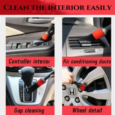 10pcs Auto Car Detailing Brush Set,Car Interior Cleaning Kit,Including 5pcs Car Detailing Brushes, 3pcs Wire Brush and 2pcs Different Soft Bristle dusting Brush for car Interior. - Image 7