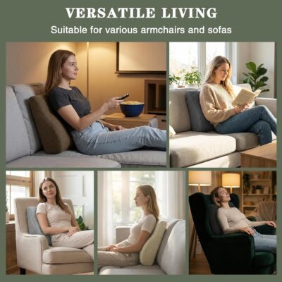 baibu Lumbar Support Pillow for Recliner, Large Memory Foam Dual-Layer Patent Design Back Support Cushion for Sofa & Gaming Chair, Ergonomic Lumbar Pillow with Machine Washable Cover, Beige - Image 7