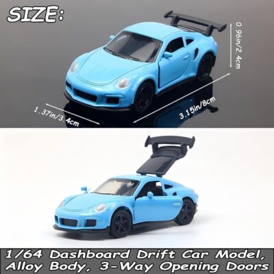 Car Dashboard Decorations – Drift & Turn Mini Car Model Ornament – Dynamic Interactive Automobile Decor for Enthusiasts Vehicle Interior Dashboard Drifting Decorations Accessories Gifts(Blue-1) - Image 3