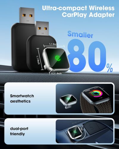 Wireless Carplay Adapter for iPhone - Support GPS Navigation System, Wireless Dongle for Apple Carplay, Compatible with OEM Wired CarPlay in Cars (2016 and Newer) and Motorcycle - Image 2