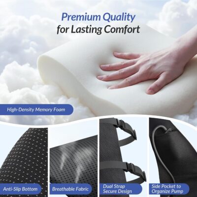 ZIKEE Adjustable Airbag Lumbar Support Pillow Provides Comfortable Support Back Pain Relief and Improves Posture, Ergonomic Memory Foam Back Support Pillow for Office Chair, Car, Home - Image 8
