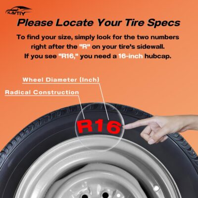 16 Inch Hubcaps Compatible with 1992-2014 Ford E150 E250 E350 Van 8 Lug Factory Steel Wheel, Snap-On Wheel Covers, Durable ABS Replacement Hubcaps Set of 4 (Black) - Image 2