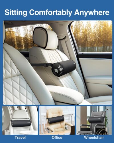 Luxtude Inflatable Lumbar Pillow for Airplane Travel, Inflatable Lumbar Support Pillow for Car & Office Chair, Neck Roll Pillows for Lower Back Pain Relief, Travel Back Support Neck Pillows - Image 7