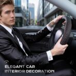Coverado Car Steering Wheel Cover, Nappa Leather Black & Redline Steering Wheel Covers, Universal 14-15 inch, Anti-Slip, Breathable Steering Wheel Protector for Women Men - Image 7