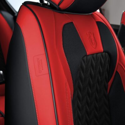 Coverado Car Seat Cover, Front Seat Cover, 2PCS Car Seat Protector, Seat Covers for Cars, Breathable Faux Leather Car Seat Cushion, Car Seat Protector, Red Car Seat Covers Winter Fit for Most Vehicles - Image 6
