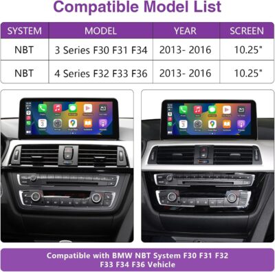 NINETOM 10.25 inch Touchscreen Wireless CarPlay Android Auto Multimedia Car Radio Receiver Compatible with BMW 3/4 Series NBT System, F30/F31/F32/F33/F34/F35/F36 (2013-2016) - Image 2