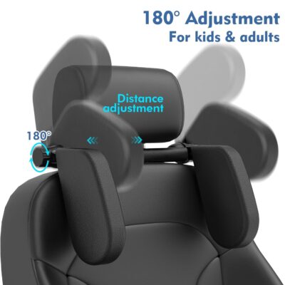 JZCreater Car Headrest Pillow, 180°Adjustable Head Neck Support Pillow, U- Shaped, Travel Sleeping Car Headrests, Only for Car Seat Headrest with 2 Metal Poles， Not for Fixed or Integrated headrests - Image 4