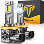 Termitor 2026 New Upgraded H11/H8/H9 Bulbs, 𝟖𝟎𝟎𝟎𝟎𝐋𝐌 𝟏𝟓𝟎𝟎% H11 Led Super Bright 6500K, 1:1 Mini Size Replace Instal Fog Beam, Plug-N-Play, 10 Years Lifespan, Pack of 2