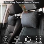 2-Pack Car Headrest Neck Pillows, 100% Cotton Fill with Adjustable Strap, Breathable Support for Driving & Travel (Gray Checkerboard) - Image 4