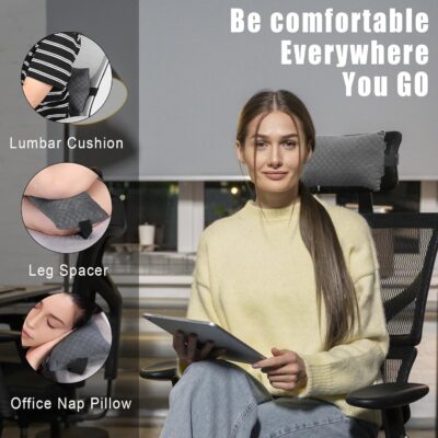 2-Pack Car Headrest Neck Pillows, 100% Cotton Fill with Adjustable Strap, Breathable Support for Driving & Travel (Gray Checkerboard) - Image 7