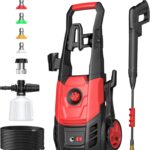 Electric Pressure Washer, 2.5 GPM Power Washer with Foam Cannon, Electric High Pressure Washer with 4 Quick Connect Nozzles for Cars, Driveways, Fences, Patios, Home Cleaning