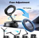 Black Magnetic Phone Holder for Car, Vacuum Suction & 3000gf Magnet, 360° Adjustable Dashboard Mount, Compatible with iPhone & Android - Image 3