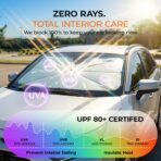 DooGooCoo Windshield Sun Shade Umbrella for Ford F150 Accessories 2015-2025 2026, UV Block F150 Sun Shade for F-150 Truck Sunshade for Car Windshield, Heat Shield Sunshade for Ford Front Windshield. - Image 4