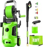 Pressure Washer 4800 PSI Power Washers Electric Powered with 33ft Pressure Hose, 4 Nozzle and Foam Cannon, Powerwashers for Home, Cars, Patio, Light Green