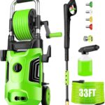 Pressure Washer 4800 PSI Power Washers Electric Powered with 33ft Pressure Hose, 4 Nozzle and Foam Cannon, Powerwashers for Home, Cars, Patio, Light Green