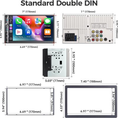 Double Din Car Stereo with 7" HD Touchscreen, Wireless Apple Carplay & Android Auto, Bluetooth, 240W, SWC, Subwoofer Output, Mirror Link, FM/AM Car Radio Receiver, Backup Camera - Image 7