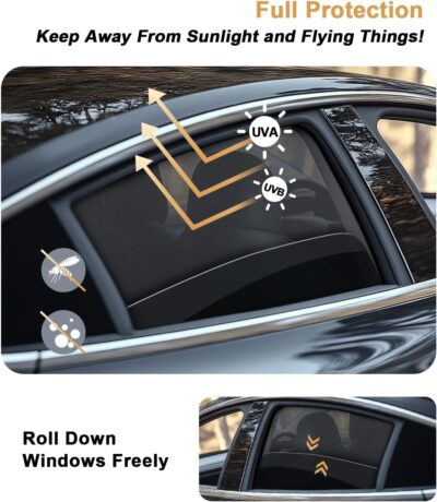 ECOZEN Car Window Sunshade for 2024-2025 2026 Toyota Tacoma Accessories - 4 Pcs Pack Side Sun Shade Magnetic Sunshade Insulate Heat & UV with Breathable Mesh - 2024-2026 Tacoma Double Cab Only - Image 6