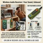 Bluetooth 5.4 Audio Receiver,3.5mm AUX Wireless Audio Adapter,Bluetooth Receiver for Car,Home Stereo,TV,Computer,Gym,Support aptX Low Latency - Image 6