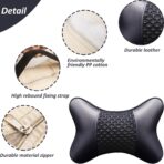 2pcs Car Seat Neck Support Pillow,PU Soft Leather + Memory Foam,Head Support Pillow Cushion Pad for Driving Headrest Relax,with Adjustable Strap - Image 2
