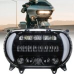 Headlight LED Road Glide Motorcycle, Daytime Running Side Lights for 2015 2016 2017 2018 2019 2020 2021 2022 2023 Headlamp Replacement accessories(Black)