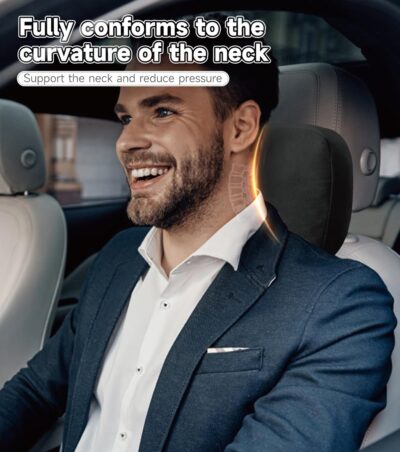 2Pcs Car Neck Pillow, Super Soft Du-Pont Bio cotton Neck Pillow for Driving, Suede Fabric Car Headrest Pillow, Make Your Driving More Comfortable, Suitable for Driving, Traveling (Interstellar Black) - Image 7