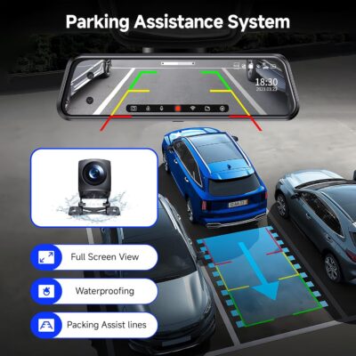 Mirror Dash Cam,Rear View Mirror Camera,10'' Smart Touch Screen,Dash Camera for Cars,G-Sensor,Loop Recording,Car Camera with Free 32GB Card - Image 3